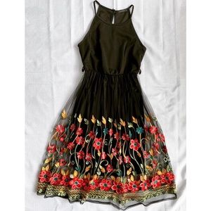 Cocktail Black Floral Dress